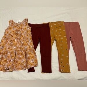 Little Co. 5T Cotton Leggings - 3 - and Little Co. 5T dress